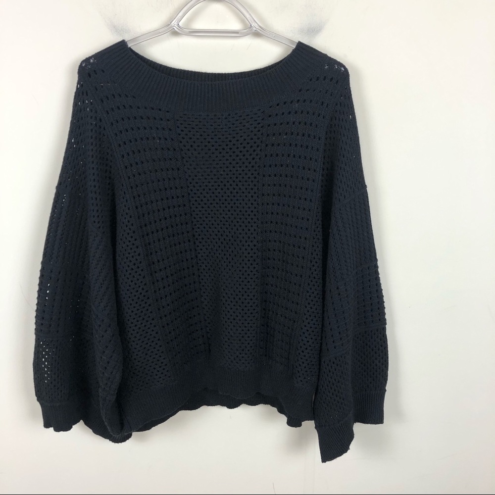 Endless Rose Black Open Knit Dolman Sleeve Sweater